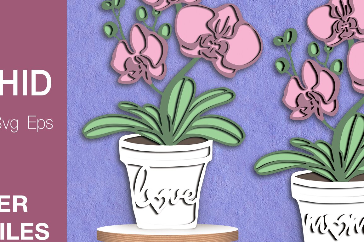 Σετ των 2 Intra απο ξύλο plywood  Χρώμα wenge 3mm-4mm πάχος - Cute Orchids . Λατρεύω το Μαμά Δίασταση 20x20 cm INTRAFABR-102426672