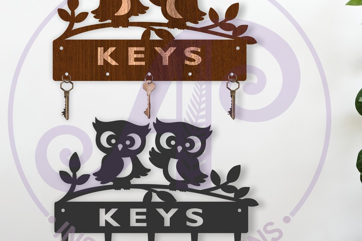 Intra απο ξύλο plywood  Χρώμα wenge 3mm-4mm πάχος - Σχέδια κουκουβάγιας για κλειδί Δίασταση 30x20 cm INTRAFABR-77677197