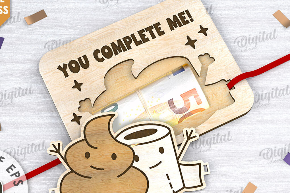 Intra απο ξύλο plywood  Χρώμα wenge 3mm-4mm πάχος - Cute Poo Money Holder Δίασταση 30x20 cm INTRAFABR-121945622