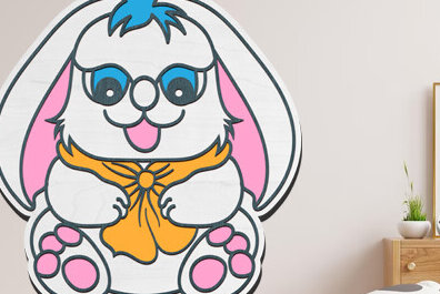 Intra απο ξύλο plywood  Χρώμα wenge 3mm-4mm πάχος - Cute Rabbit Layeard Δίασταση 20x20 cm INTRAFABR-67325845