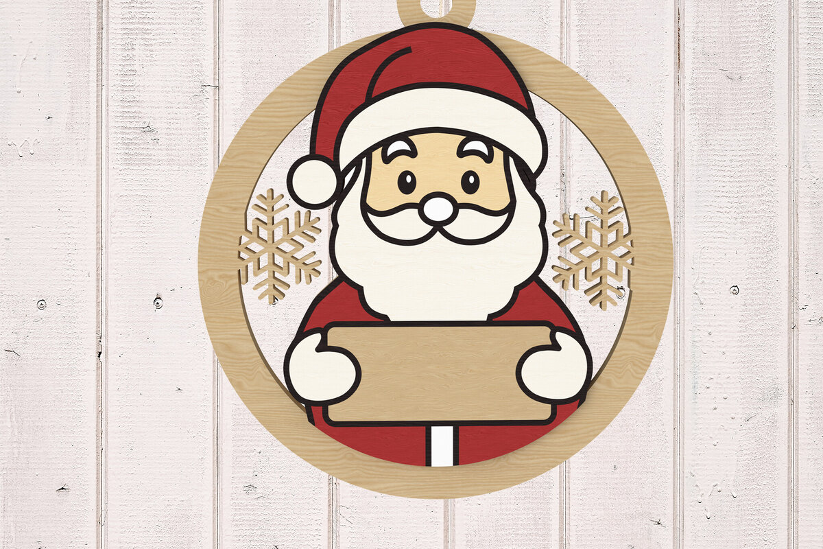 Σετ των 2 Intra απο ξύλο plywood  Χρώμα wenge 3mm-4mm πάχος - Χαριτωμένο κόψιμο με λέιζερ στολίδι του Άγιου Βασίλη Δίασταση 6x6 cm INTRAFABR-57871101