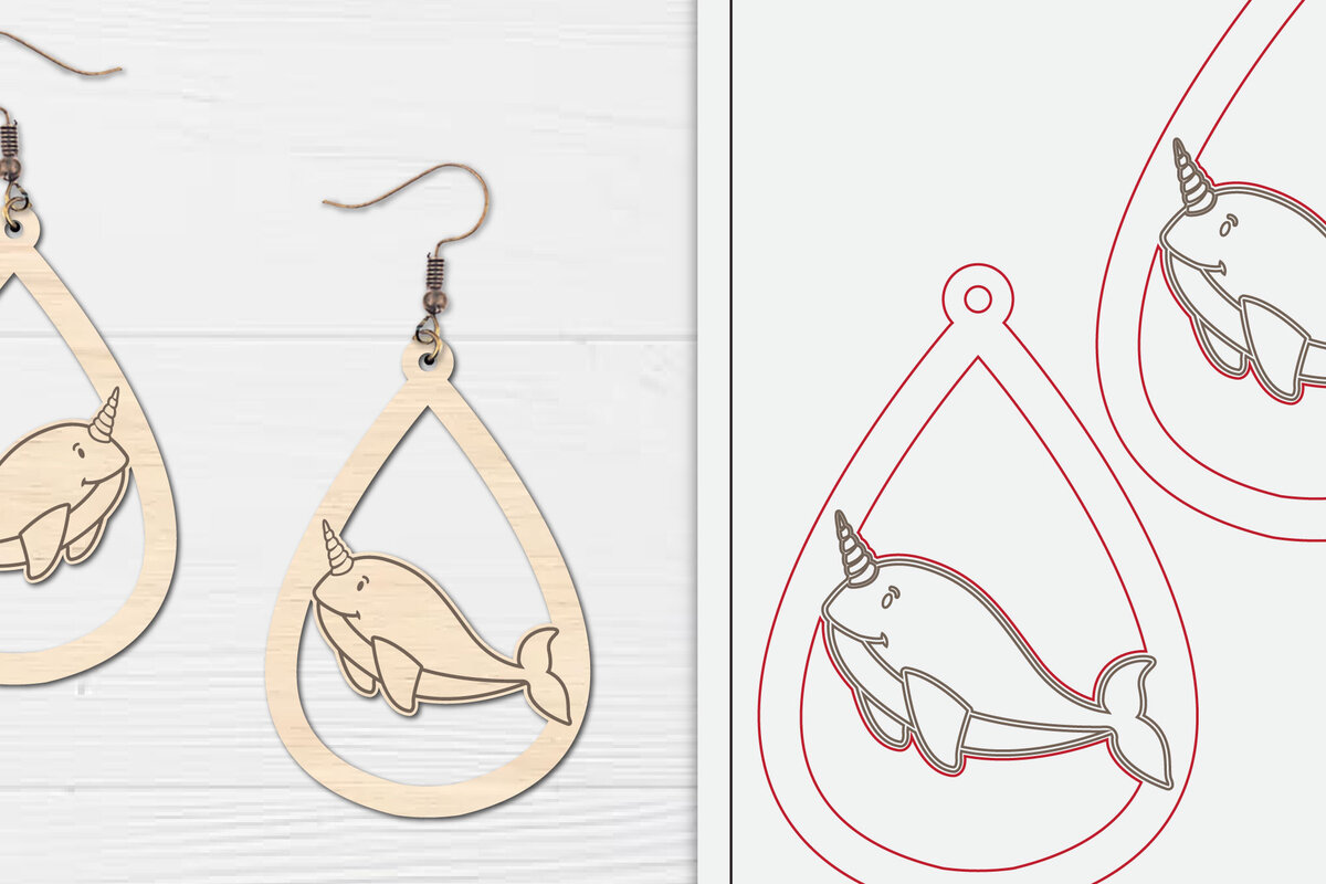 Σετ των 3 Intra απο ξύλο plywood  Χρώμα wenge 3mm-4mm πάχος - Χαριτωμένα θαλάσσια σκουλαρίκια με λέιζερ Δίασταση 3x3 cm INTRAFABR-124429259