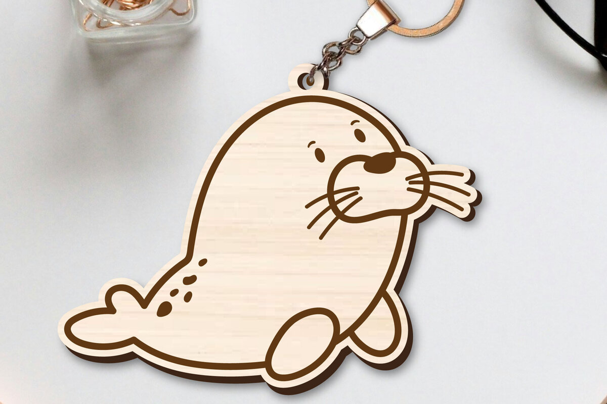 Σετ των 2 Intra απο ξύλο plywood  Χρώμα wenge 3mm-4mm πάχος - Χαριτωμένο θαλάσσιο μπρελόκ Δίασταση 4x4 cm INTRAFABR-103063768