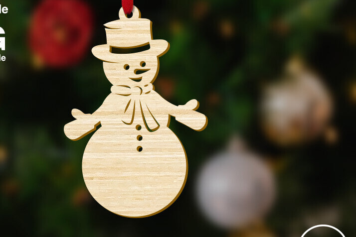 Σετ των 2 Intra απο ξύλο plywood  Χρώμα wenge 3mm-4mm πάχος - Χαριτωμένο στολίδι για το χριστουγεννιάτικο δέντρο χιονάνθρωπος Δίασταση 3x4 cm INTRAFABR-69674726