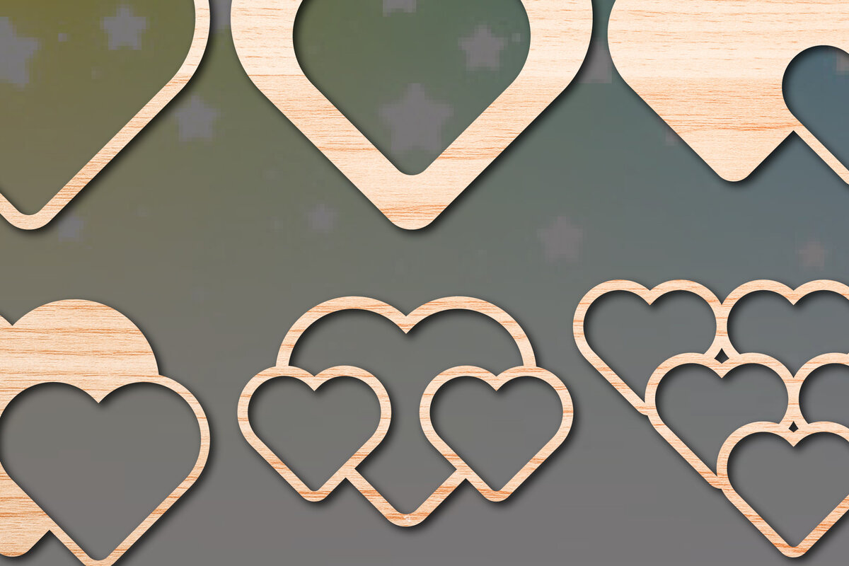 Intra απο ξύλο plywood  Χρώμα wenge 3mm-4mm πάχος - Πακέτο υ Cute Valentine Heart Cut Δίασταση 25x25 cm INTRAFABR-80706135