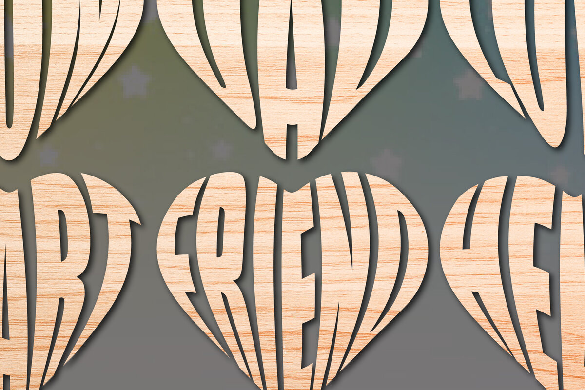 Intra απο ξύλο plywood  Χρώμα wenge 3mm-4mm πάχος - Πακέτο υ Cute Valentine Heart Cut Δίασταση 25x25 cm INTRAFABR-80706160