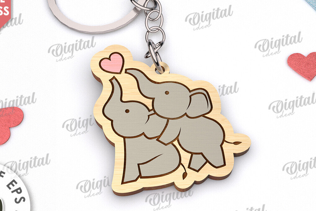 Σετ των 2 Intra απο ξύλο plywood  Χρώμα wenge 3mm-4mm πάχος - Χαριτωμένο μπρελόκ Αγίου Βαλεντίνου Δίασταση 4x4 cm INTRAFABR-111225541