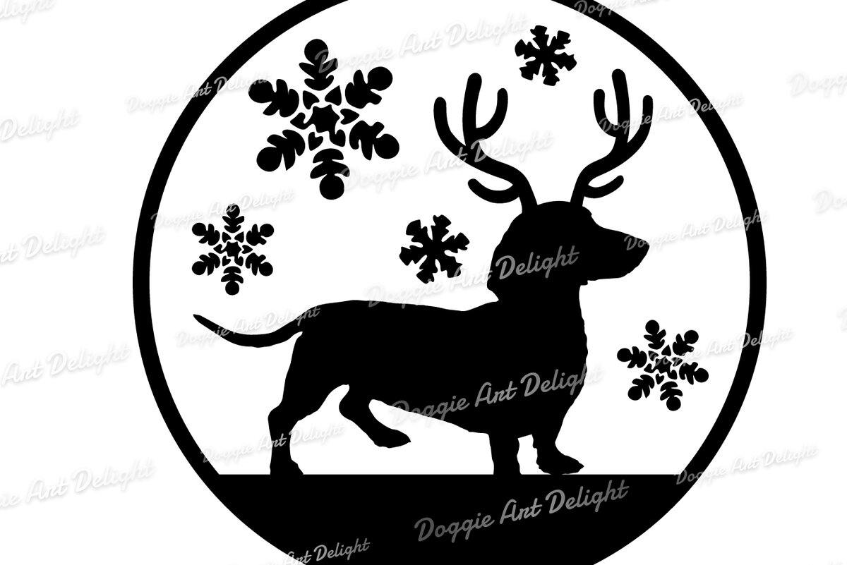 Σετ των 2 Intra απο ξύλο plywood  Χρώμα wenge 3mm-4mm πάχος - Χριστουγεννιάτικο Στολίδι Σκύλου Dachshund Dxf Δίασταση 6x6 cm INTRAFABR-109301259