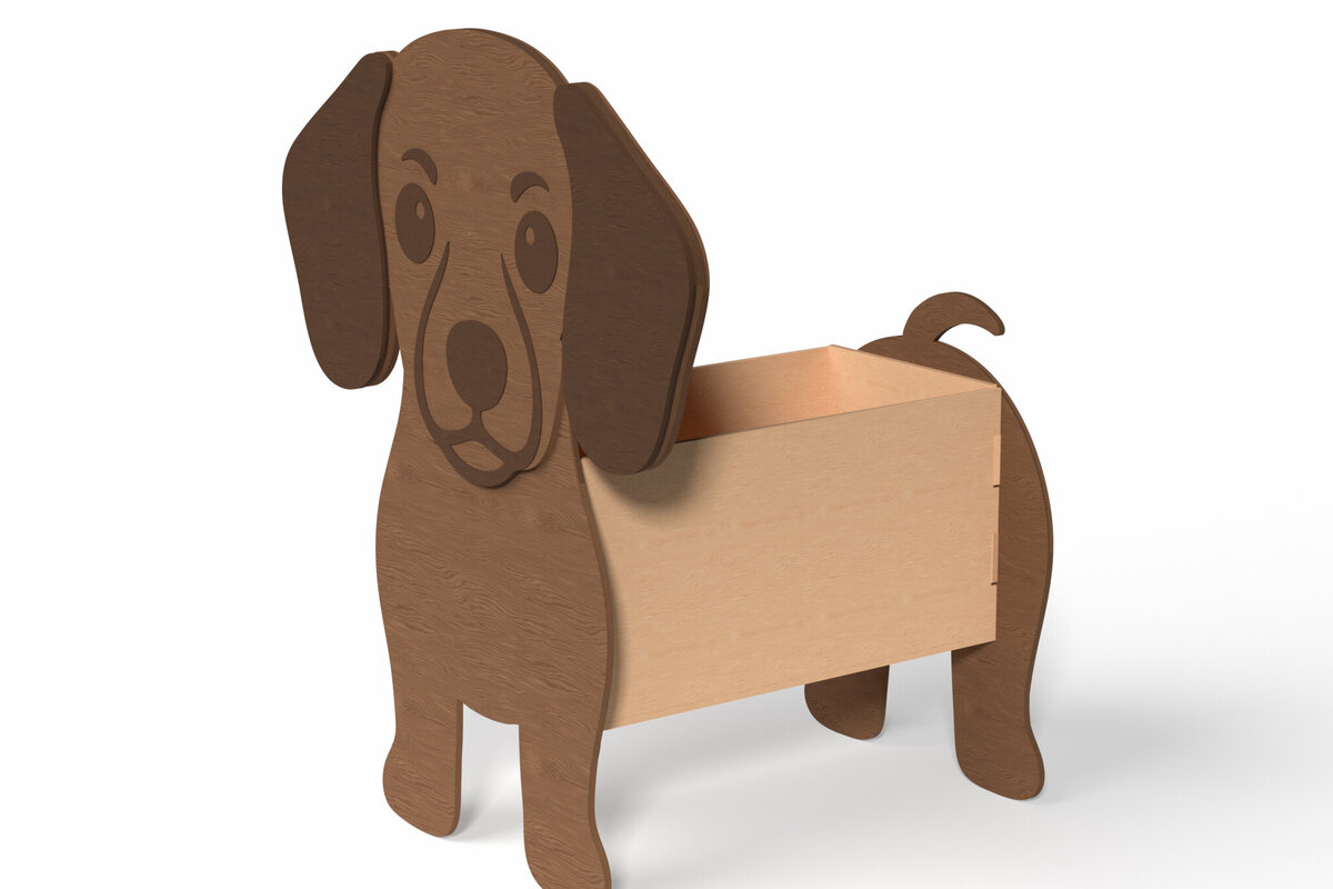 Intra απο ξύλο plywood  Χρώμα wenge 3mm-4mm πάχος - Κουτί αποθήκευσης σκύλου Dachshund Δίασταση 30x20 cm INTRAFABR-109301112