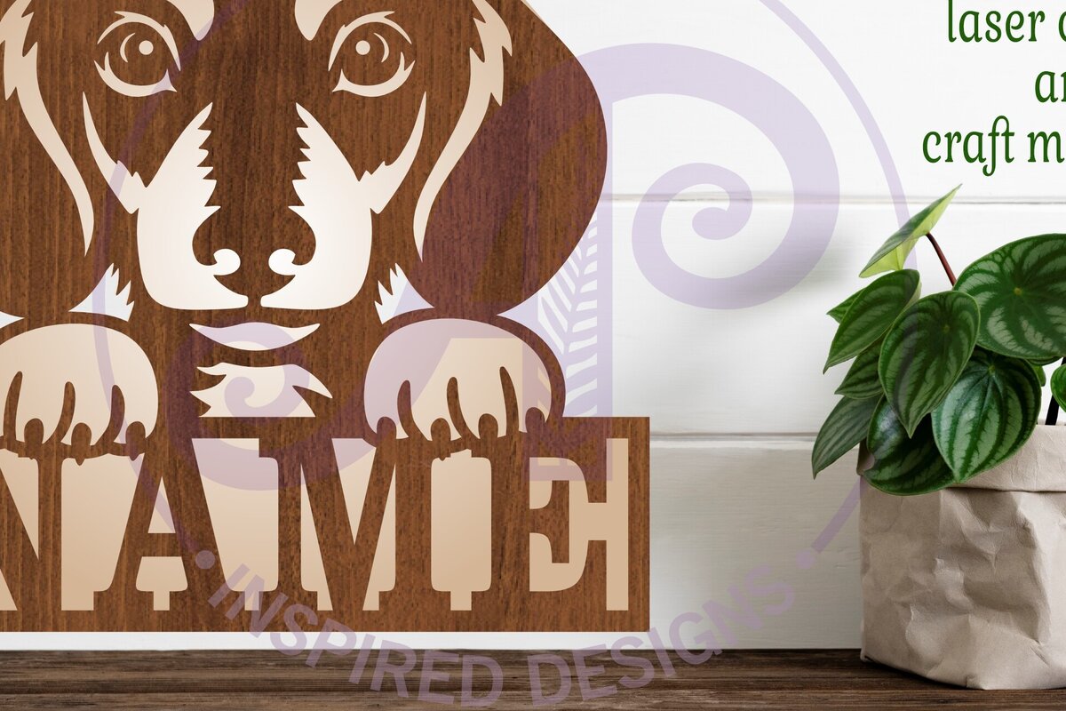 Intra απο ξύλο plywood  Χρώμα wenge 3mm-4mm πάχος - Σήμα ονόματος Dachshund Dog Two Layer Δίασταση 30x20 cm INTRAFABR-109301176