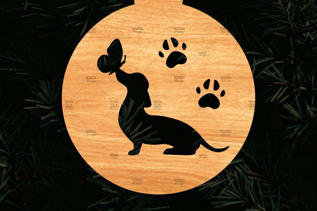 Σετ των 2 Intra απο ξύλο plywood  Χρώμα wenge 3mm-4mm πάχος - Στολίδι Dachshund Memorial Δίασταση 6x6 cm INTRAFABR-116834524