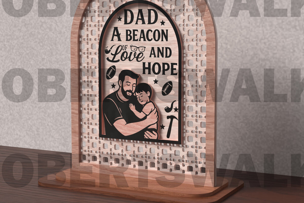 Intra απο ξύλο plywood  Χρώμα wenge 3mm-4mm πάχος - Σημάδι Dad Beacon of Hope Δίασταση 40x50 cm INTRAFABR-106073554