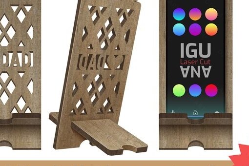 Intra απο ξύλο plywood  Χρώμα wenge 3mm-4mm πάχος - Βάση κινητού μπαμπά με λέιζερ Αποκοπή υ Δίασταση 30x20 cm INTRAFABR-83945202