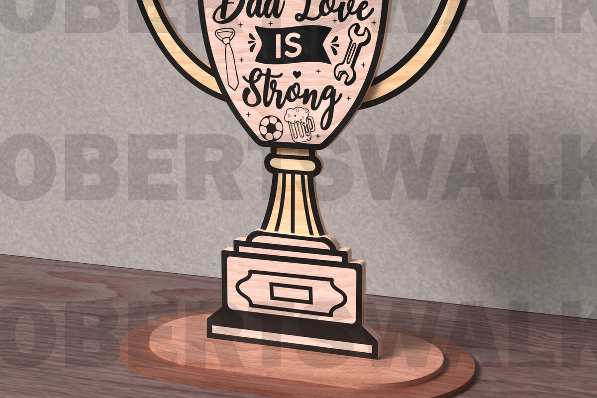 Σετ των 2 Intra απο ξύλο plywood  Χρώμα wenge 3mm-4mm πάχος - Το Dad Love is Strong Δίασταση 20x20 cm INTRAFABR-108856787