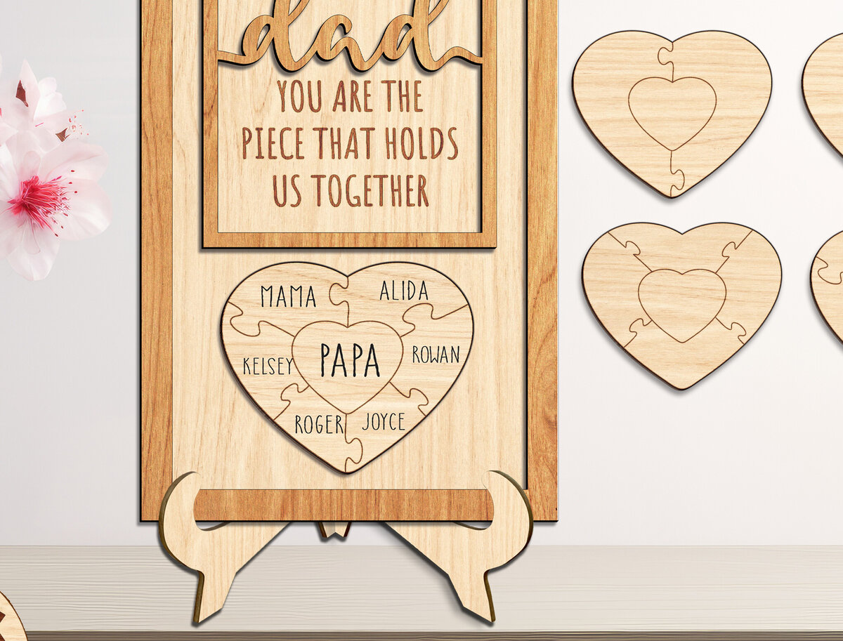Intra απο ξύλο plywood  Χρώμα wenge 3mm-4mm πάχος - Dad Puzzle Desk Sign - Break Jhon Δίασταση 30x20 cm INTRAFABR-123180209
