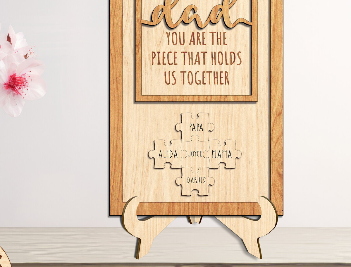 Intra απο ξύλο plywood  Χρώμα wenge 3mm-4mm πάχος - Dad Puzzle Desk Sign - Break Jhon Δίασταση 30x20 cm INTRAFABR-122638638