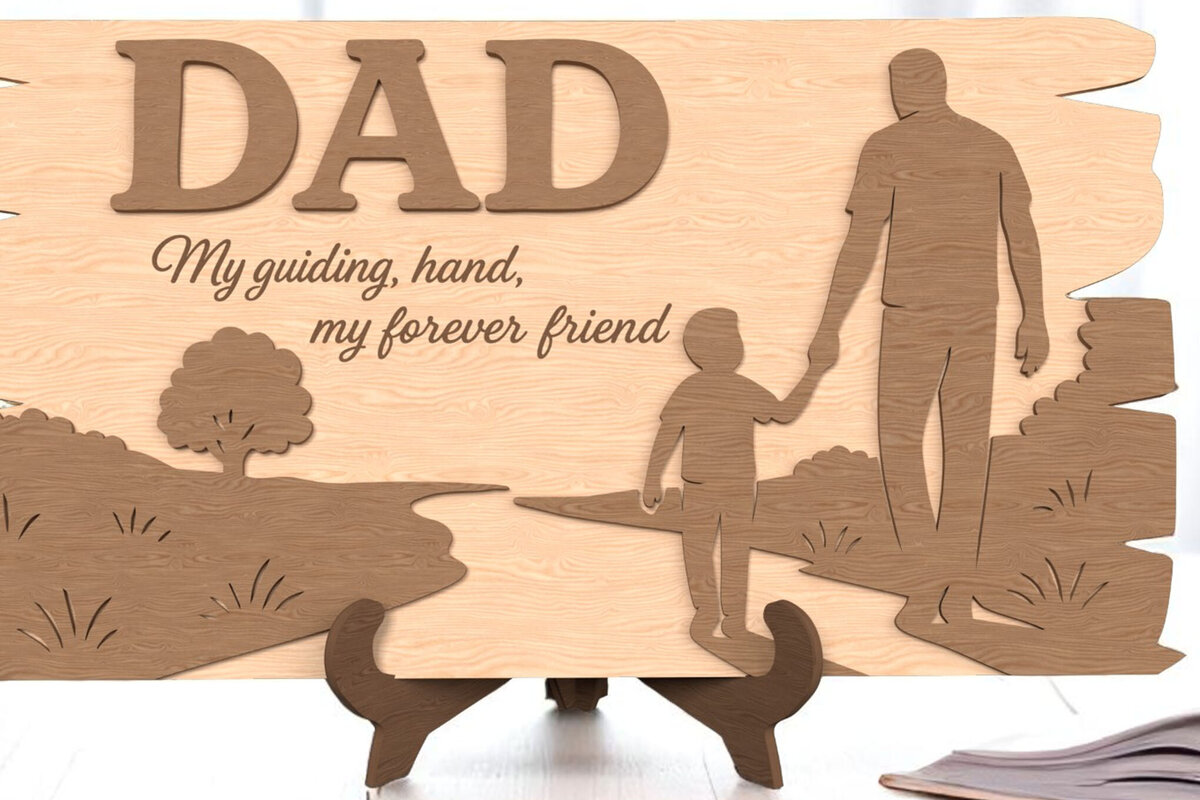 Σετ των 2 Intra απο ξύλο plywood  Χρώμα wenge 3mm-4mm πάχος - Dad Sign – My Forever Friend Plaque Δίασταση 6x6 cm INTRAFABR-26062607