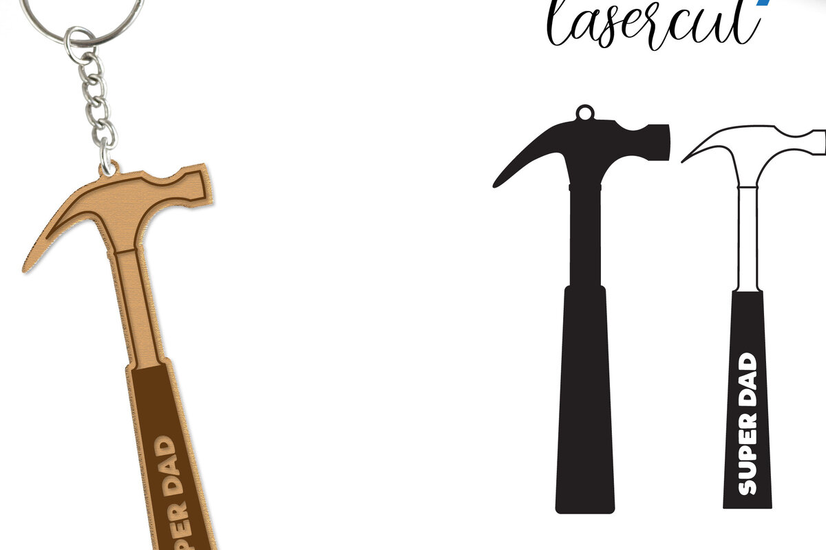 Σετ των 2 Intra απο ξύλο plywood  Χρώμα wenge 3mm-4mm πάχος - Dad Tools Keychain Lasercut Δίασταση 4x4 cm INTRAFABR-98053877