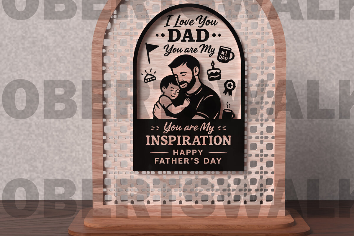 Σετ των 2 Intra απο ξύλο plywood  Χρώμα wenge 3mm-4mm πάχος - Dad You're My Inspiration Δίασταση 20x20 cm INTRAFABR-97970584