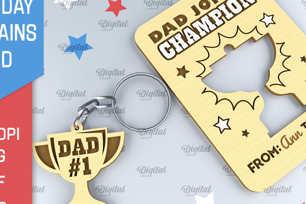 Σετ των 2 Intra απο ξύλο plywood  Χρώμα wenge 3mm-4mm πάχος - Dads Day Keychains Card Δίασταση 4x4 cm INTRAFABR-117701785