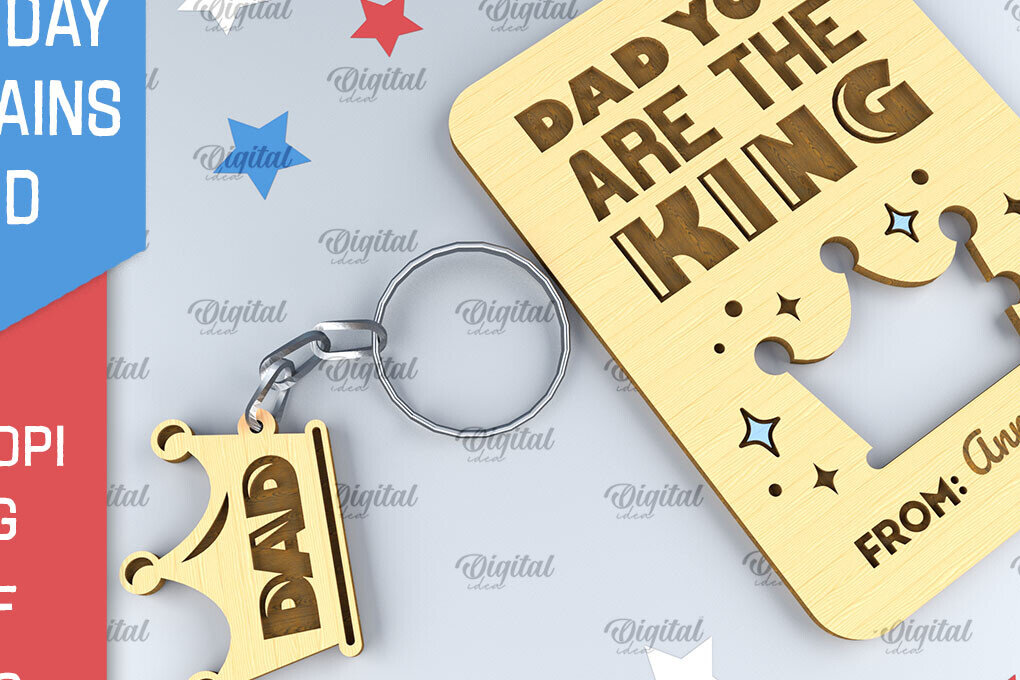 Σετ των 2 Intra απο ξύλο plywood  Χρώμα wenge 3mm-4mm πάχος - Dads Day Keychains Card Δίασταση 4x4 cm INTRAFABR-122244937