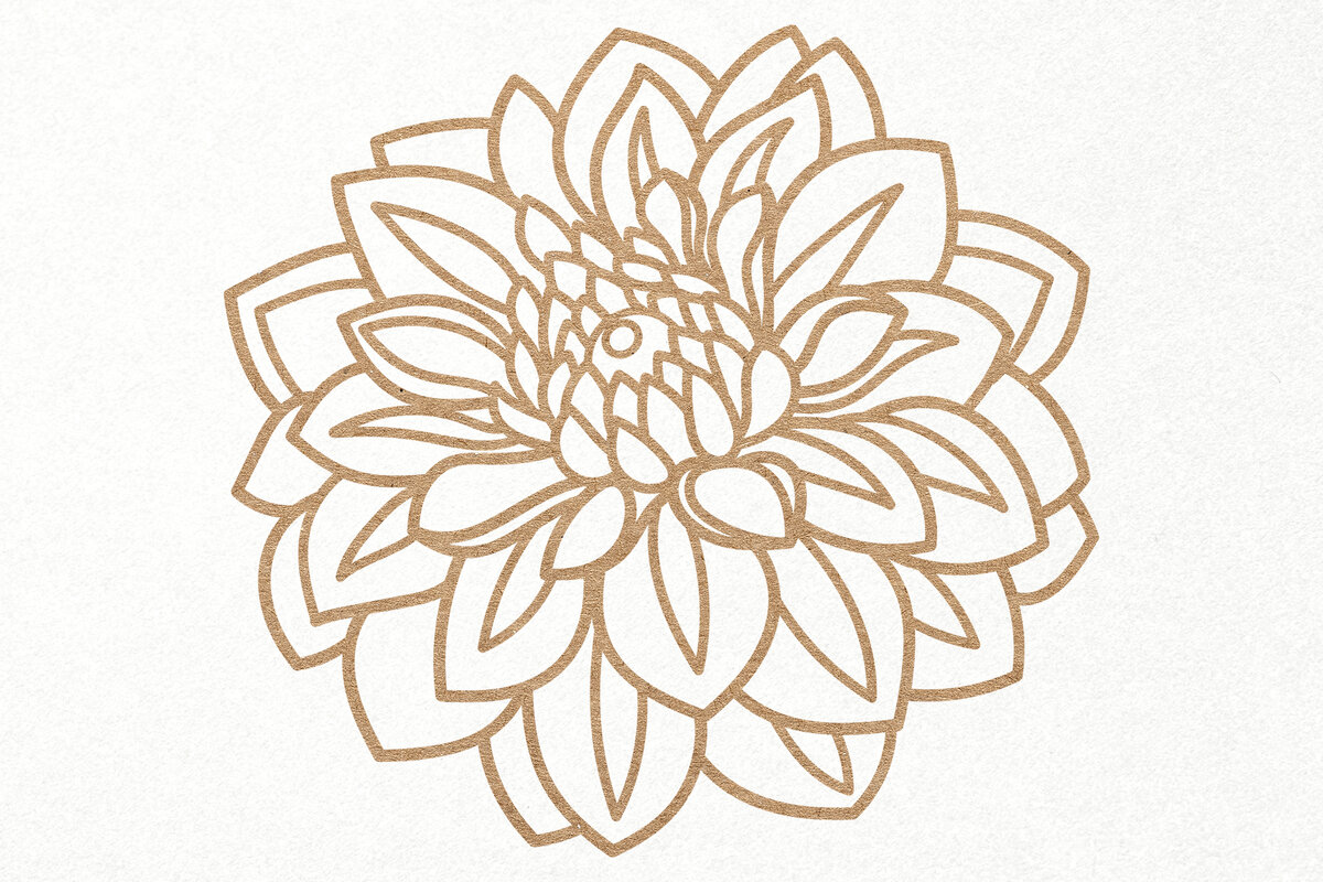 Intra απο ξύλο plywood  Χρώμα wenge 3mm-4mm πάχος - Λουλούδι Ντάλια για Δίασταση 30x20 cm INTRAFABR-118975629