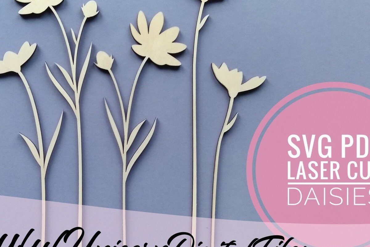 Σετ των 2 Intra απο ξύλο plywood  Χρώμα wenge 3mm-4mm πάχος - Αποκοπή υ Bundle Daisies Δίασταση 20x20 cm INTRAFABR-88234488