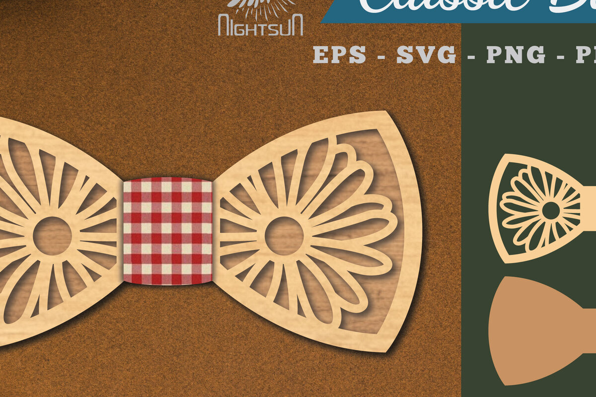 Σετ των 2 Intra απο ξύλο plywood  Χρώμα wenge 3mm-4mm πάχος - Daisy Flower Παπιγιόν με κομμένο λέιζερ Δίασταση 20x20 cm INTRAFABR-115218226