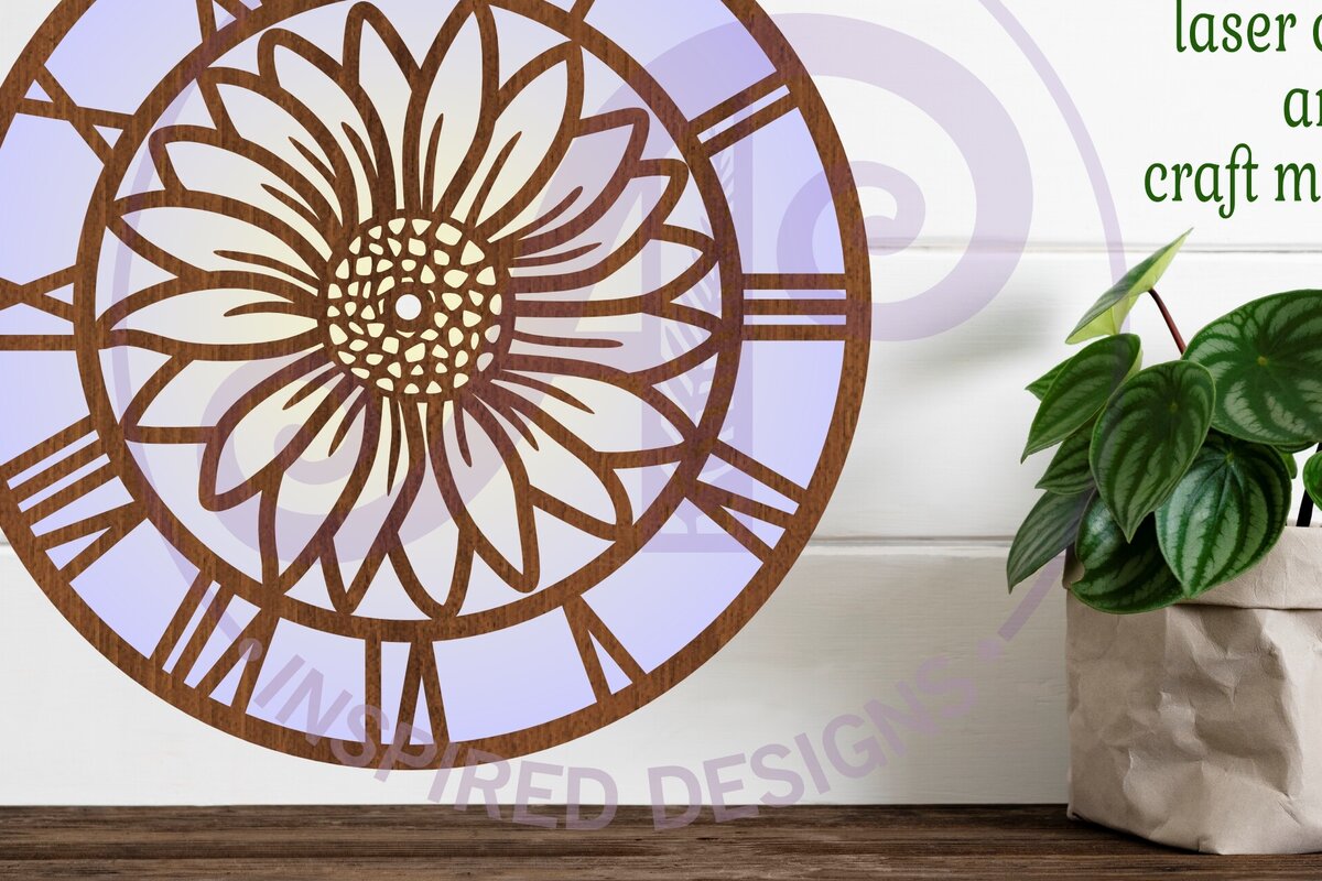 Intra απο ξύλο plywood  Χρώμα wenge 3mm-4mm πάχος - με λέιζερ ρολόι τοίχου Daisy, Δίασταση 30x20 cm INTRAFABR-75318899