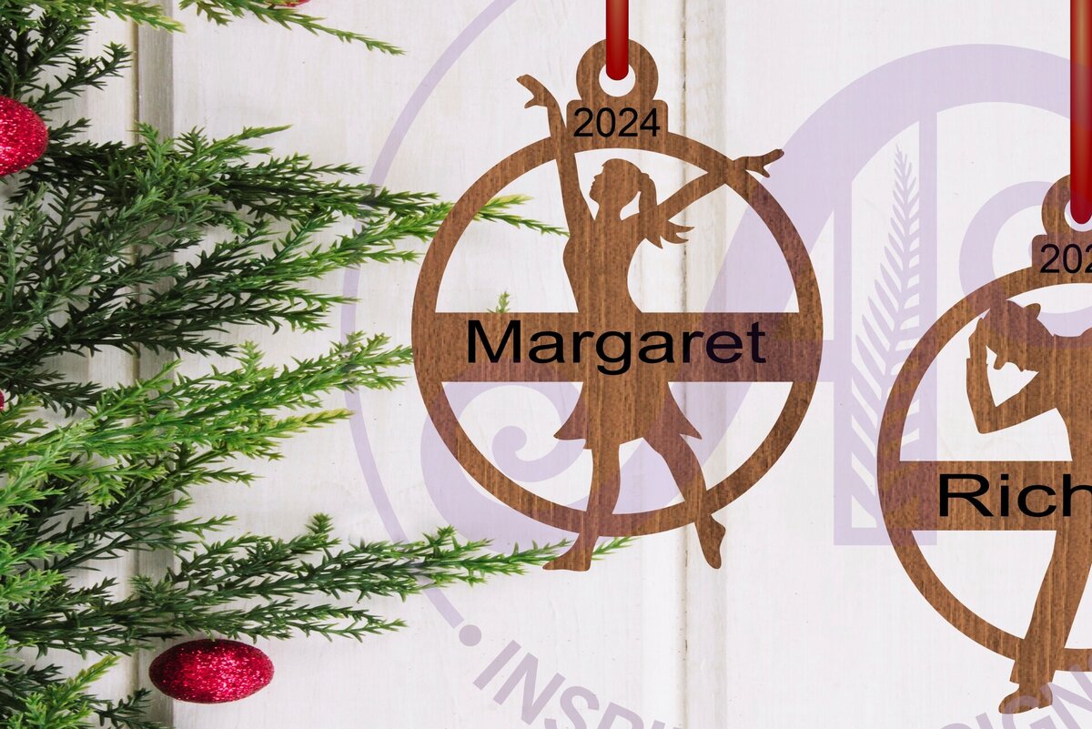 Σετ των 2 Intra απο ξύλο plywood  Χρώμα wenge 3mm-4mm πάχος - Χριστουγεννιάτικο στολίδι χορεύτρια Δίασταση 6x6 cm INTRAFABR-24533050