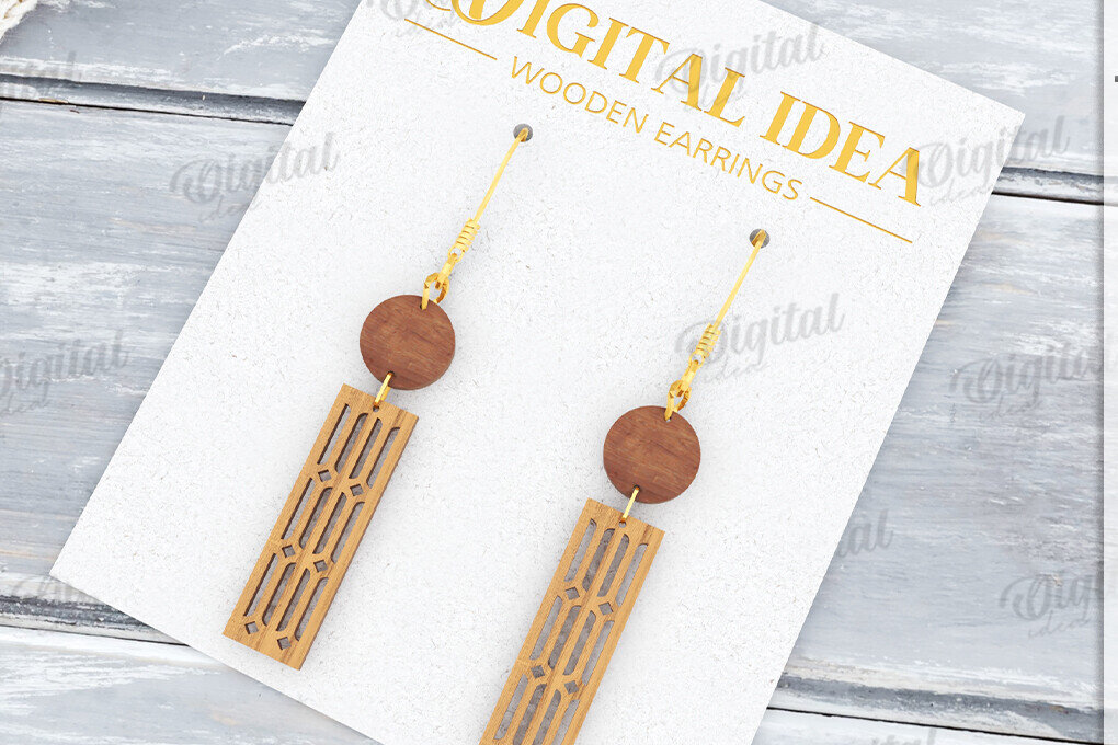 Σετ των 3 Intra απο ξύλο plywood  Χρώμα wenge 3mm-4mm πάχος - Κρεμαστά σκουλαρίκια με λέιζερ Δίασταση 3x3 cm INTRAFABR-120360101