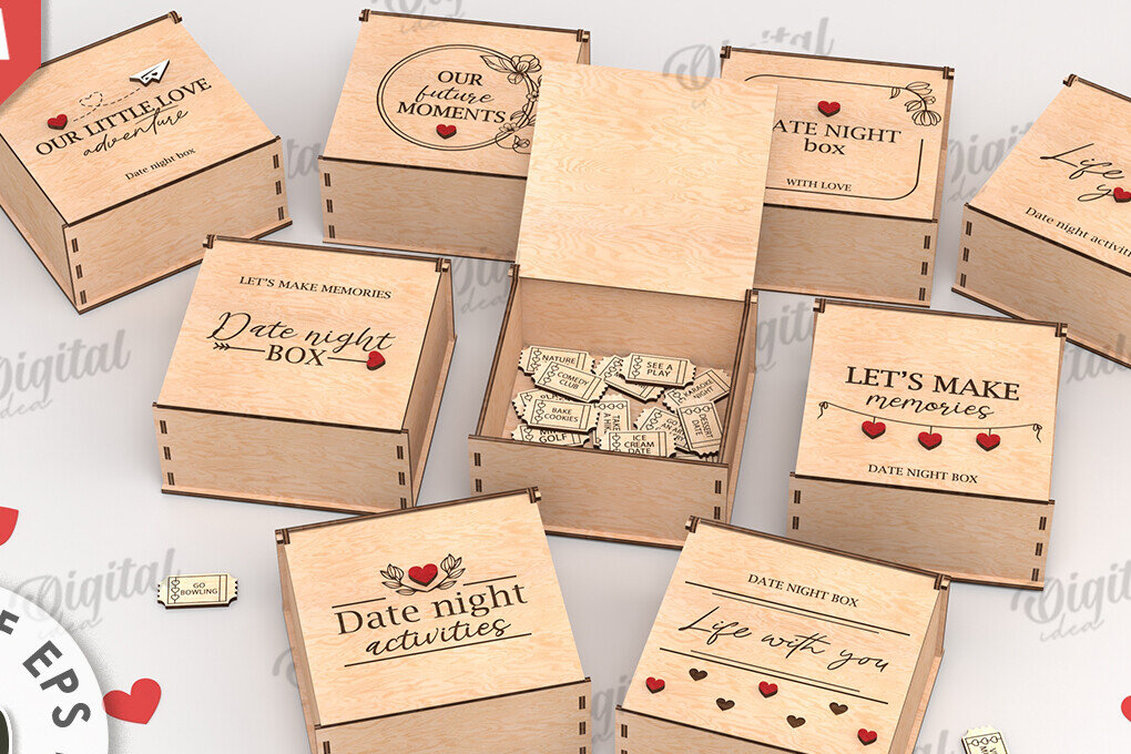 Intra απο ξύλο plywood  Χρώμα wenge 3mm-4mm πάχος - Date Night Box &amp; Tokens Bundle Δίασταση 30x20 cm INTRAFABR-112683707