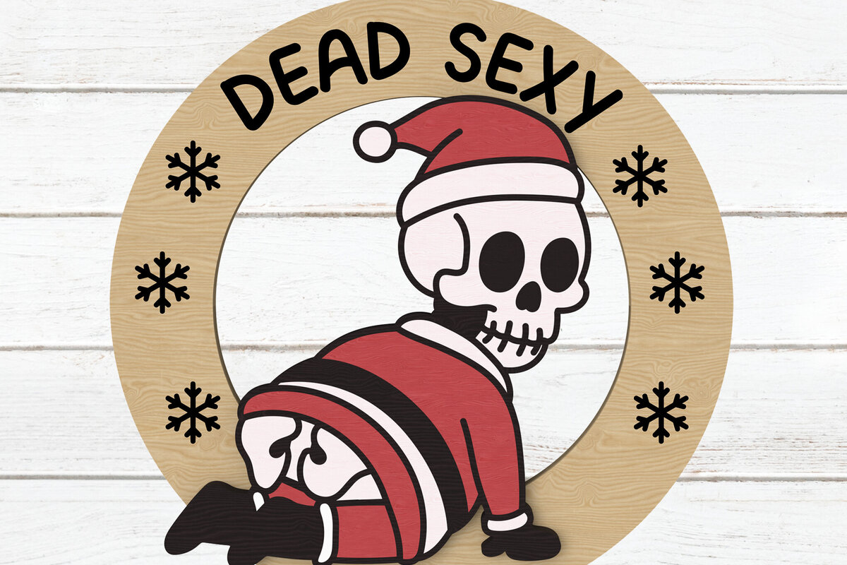 Σετ των 2 Intra απο ξύλο plywood  Χρώμα wenge 3mm-4mm πάχος - Νεκρό σέξι σκελετό στολίδι του Άγιου Βασίλη Δίασταση 6x6 cm INTRAFABR-114951297