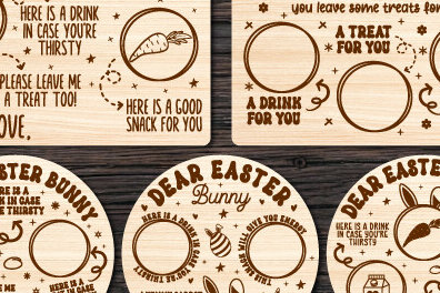 Σετ των 2 Intra απο ξύλο plywood  Χρώμα wenge 3mm-4mm πάχος - Αγαπητέ πασχαλινό λαγουδάκι Δίσκος Δίασταση 15x15 cm INTRAFABR-124747699