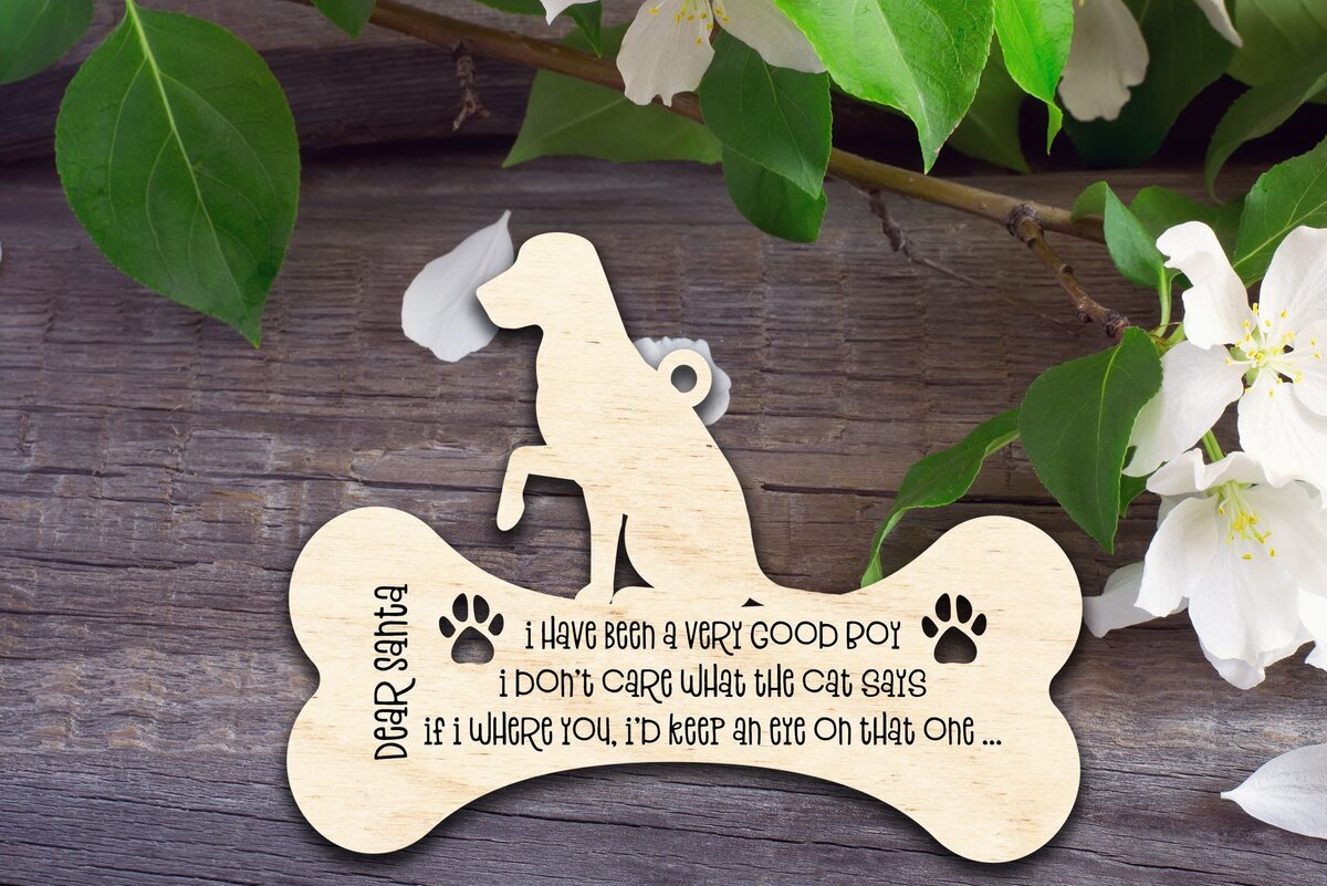 Σετ των 2 Intra απο ξύλο plywood  Χρώμα wenge 3mm-4mm πάχος - Αγαπητέ Χριστουγεννιάτικο στολίδι για σκύλους Βασίλη V2 Δίασταση 6x6 cm INTRAFABR-42266658