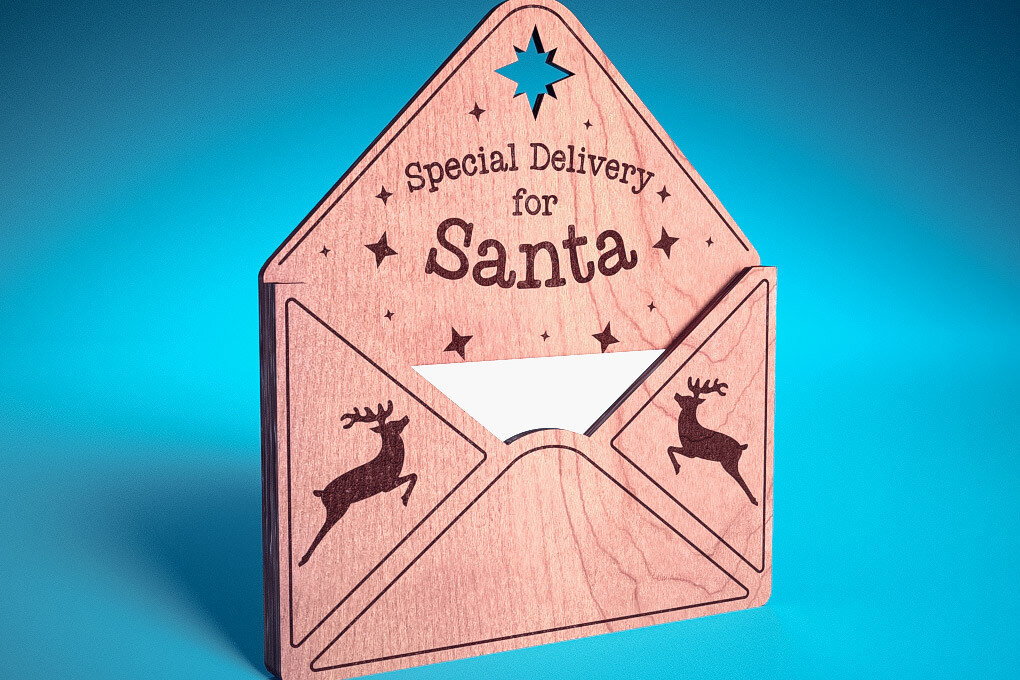 Σετ των 2 Intra απο ξύλο plywood  Χρώμα wenge 3mm-4mm πάχος - Dear Santa Ornament | Δίασταση 6x6 cm INTRAFABR-77905554