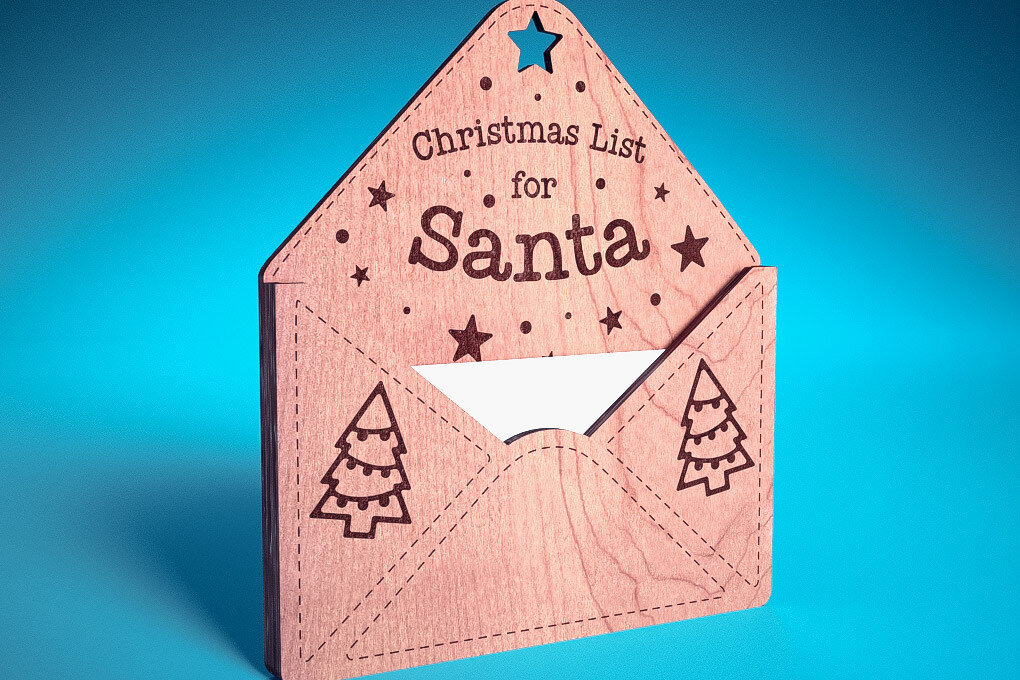 Σετ των 2 Intra απο ξύλο plywood  Χρώμα wenge 3mm-4mm πάχος - Dear Santa Ornament | Δίασταση 6x6 cm INTRAFABR-33057453