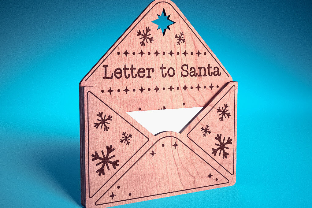 Σετ των 2 Intra απο ξύλο plywood  Χρώμα wenge 3mm-4mm πάχος - Dear Santa Ornament | Δίασταση 6x6 cm INTRAFABR-80380307