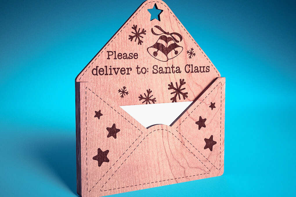 Σετ των 2 Intra απο ξύλο plywood  Χρώμα wenge 3mm-4mm πάχος - Dear Santa Ornament | Δίασταση 6x6 cm INTRAFABR-66793519