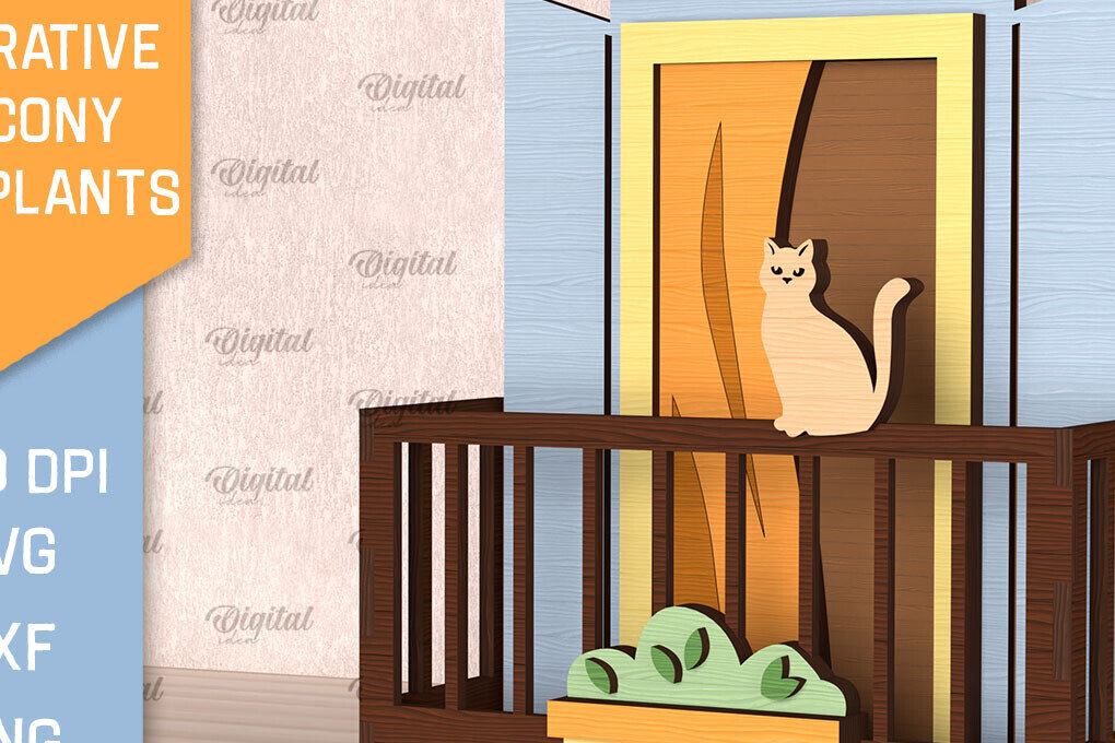 Intra απο ξύλο plywood  Χρώμα wenge 3mm-4mm πάχος - Διακοσμητικό Μπαλκόνι με Φυτά Κοπή Laser Δίασταση 30x20 cm INTRAFABR-100436172