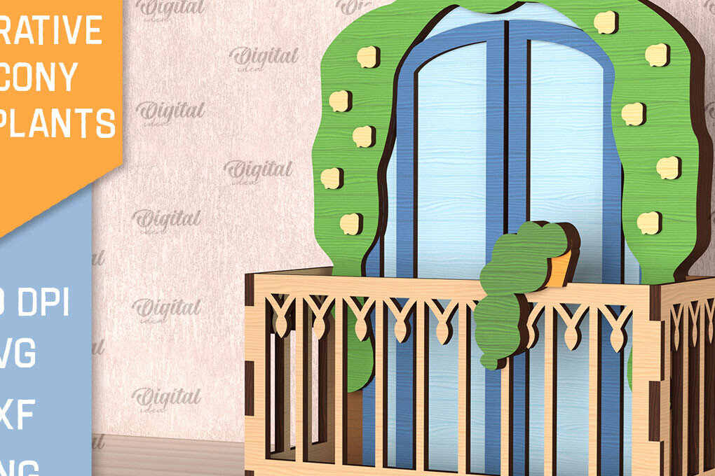 Intra απο ξύλο plywood  Χρώμα wenge 3mm-4mm πάχος - Διακοσμητικό Μπαλκόνι με Φυτά Κοπή Laser Δίασταση 30x20 cm INTRAFABR-97381266