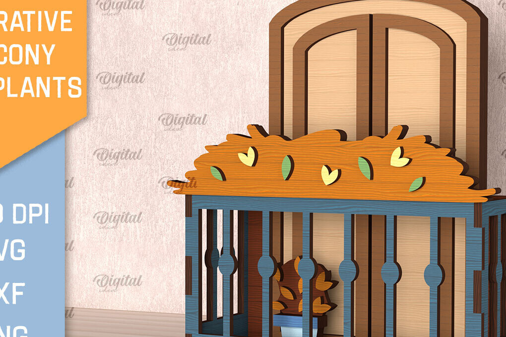 Intra απο ξύλο plywood  Χρώμα wenge 3mm-4mm πάχος - Διακοσμητικό Μπαλκόνι με Φυτά Κοπή Laser Δίασταση 30x20 cm INTRAFABR-99675233