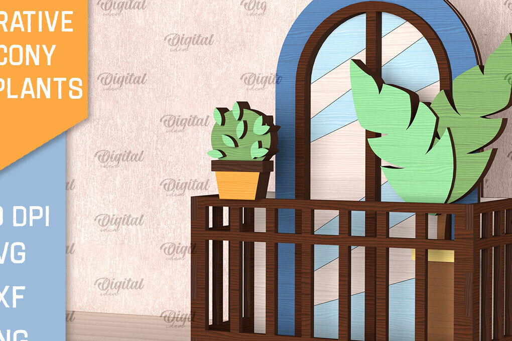 Intra απο ξύλο plywood  Χρώμα wenge 3mm-4mm πάχος - Διακοσμητικό Μπαλκόνι με Φυτά Κοπή Laser Δίασταση 30x20 cm INTRAFABR-95783157