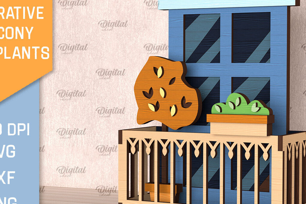 Intra απο ξύλο plywood  Χρώμα wenge 3mm-4mm πάχος - Διακοσμητικό Μπαλκόνι με Φυτά Κοπή Laser Δίασταση 30x20 cm INTRAFABR-32848536