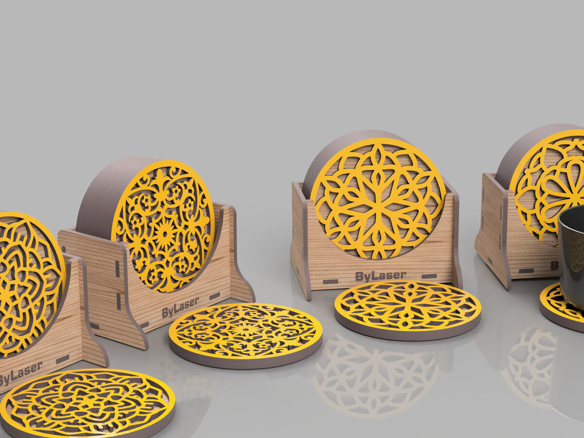 Intra απο ξύλο plywood  Χρώμα wenge 3mm-4mm πάχος - Διακοσμητικό κουτί σουβέρ κοπής με λέιζερ Δίασταση 90x90 cm INTRAFABR-114973066