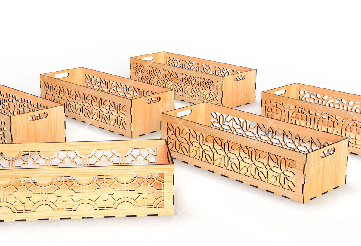 Σετ των 2 Intra απο ξύλο plywood  Χρώμα wenge 3mm-4mm πάχος - Διακοσμητικά κουτιά Bundle 03 Δίασταση 15x15 cm INTRAFABR-124403602