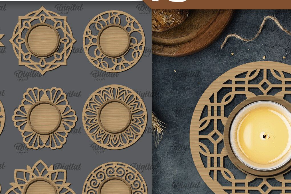 Intra απο ξύλο plywood  Χρώμα wenge 3mm-4mm πάχος - Διακοσμητικό Κηροπήγιο Πακέτο LaserCut Δίασταση 30x20 cm INTRAFABR-88444101