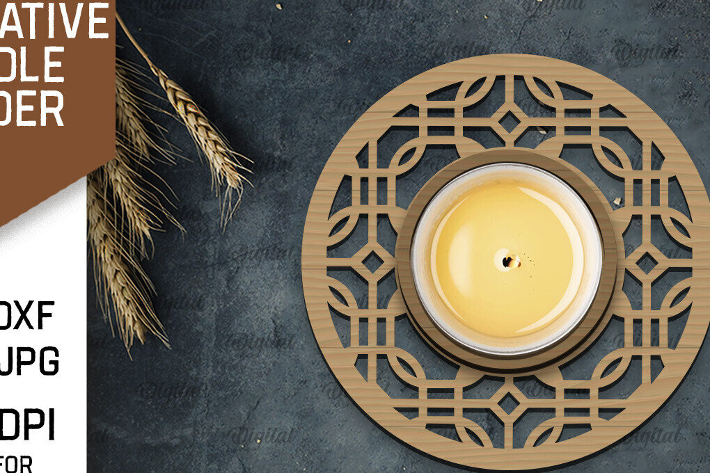 Intra απο ξύλο plywood  Χρώμα wenge 3mm-4mm πάχος - Διακοσμητικό Κηροπήγιο Σχέδιο LaserCut Δίασταση 30x20 cm INTRAFABR-105090183