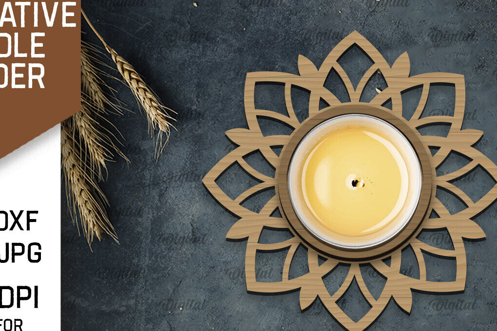 Intra απο ξύλο plywood  Χρώμα wenge 3mm-4mm πάχος - Διακοσμητικό Κηροπήγιο Σχέδιο LaserCut Δίασταση 30x20 cm INTRAFABR-89337893