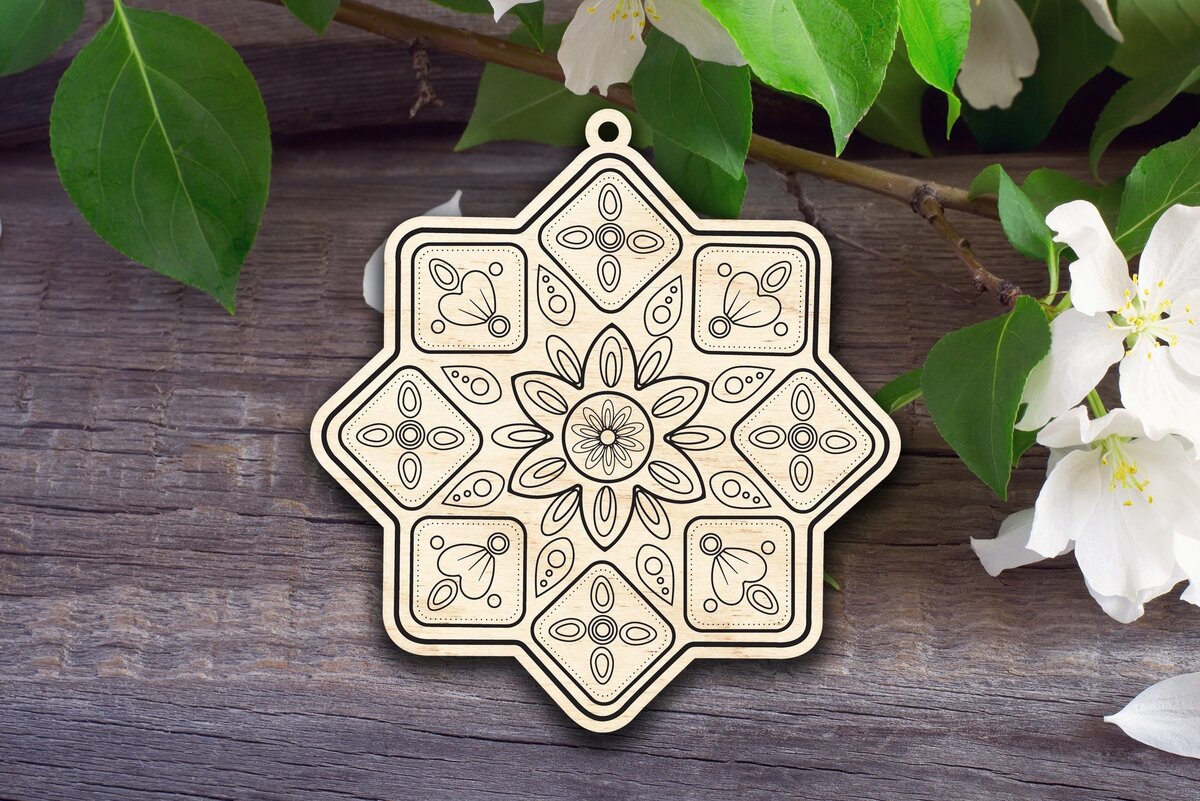 Σετ των 2 Intra απο ξύλο plywood  Χρώμα wenge 3mm-4mm πάχος - Διακοσμητικό Χριστουγεννιάτικο Στολίδι Δίασταση 6x6 cm INTRAFABR-113916281